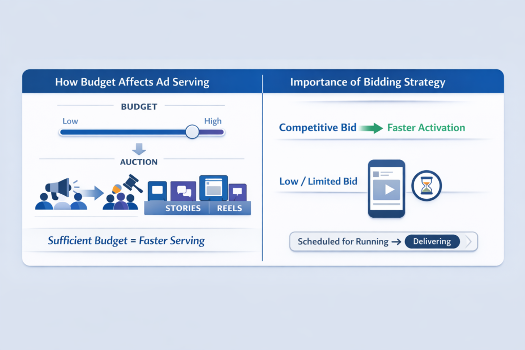 Role of budget and bidding in Facebook ads scheduled phase