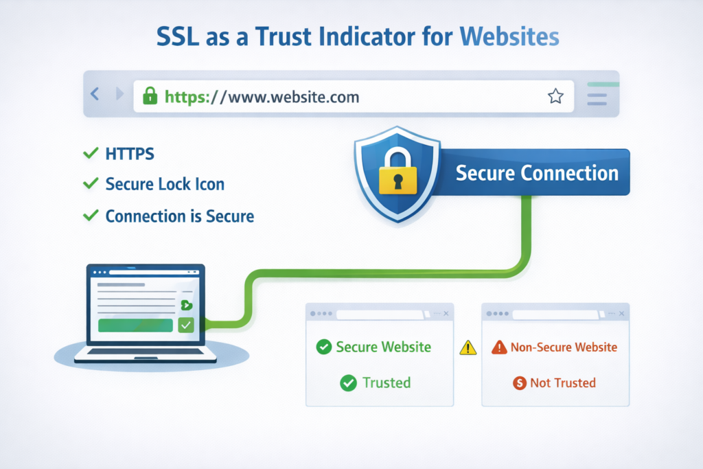Secure lock icon in browser address bar indicating trusted SSL website