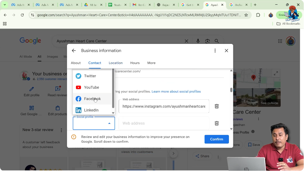 Choosing Facebook platform to connect Facebook page with Google My Business listing