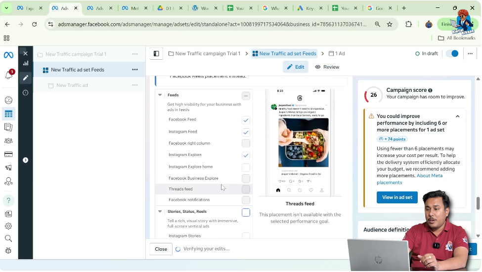 Running call ads only on Facebook and Instagram feeds
