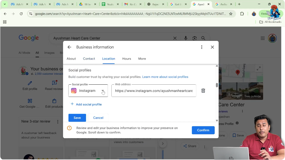 Choosing Instagram platform to connect Instagram profile with Google My Business listing