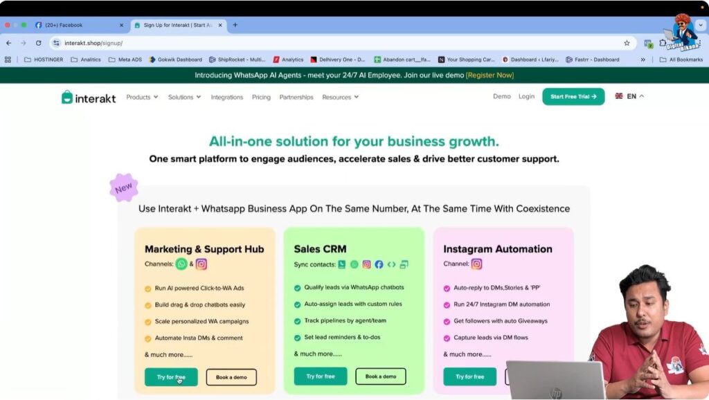 Selecting Marketing and Support Hub plan while signing up for WhatsApp Business API on Interakt