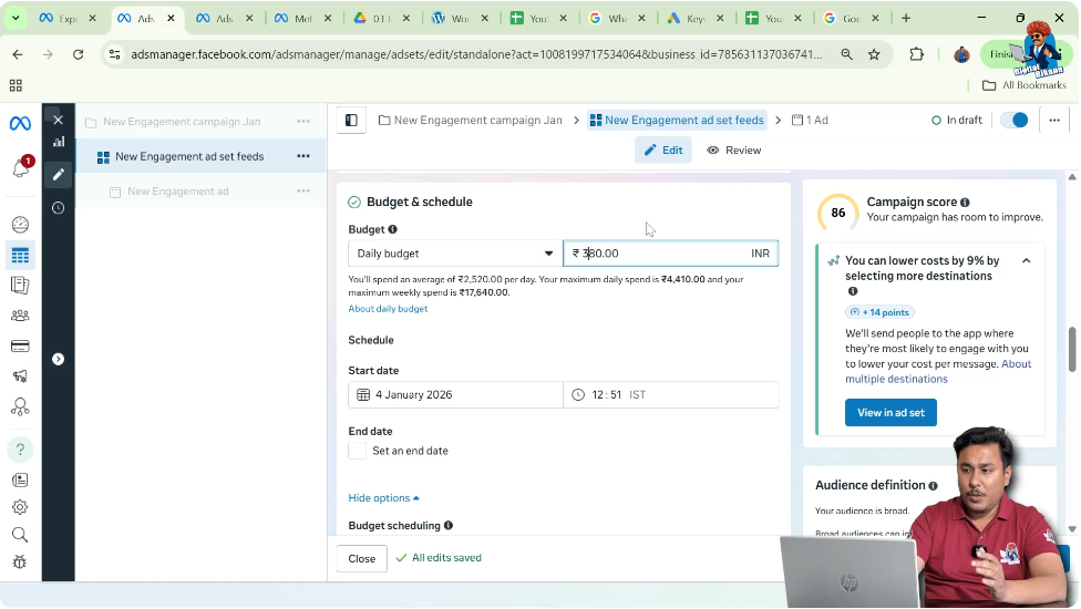 Setting daily budget for WhatsApp message ads