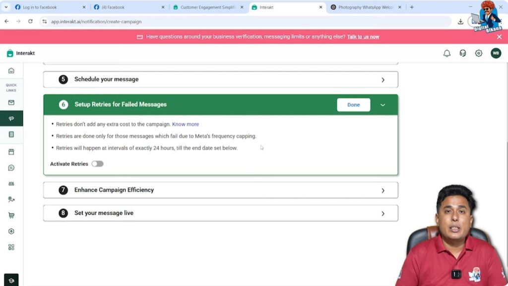 Configuring retry settings for failed WhatsApp Business API campaign messages