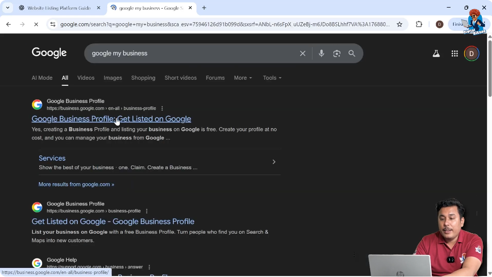 Starting the Google My Business Listing Process