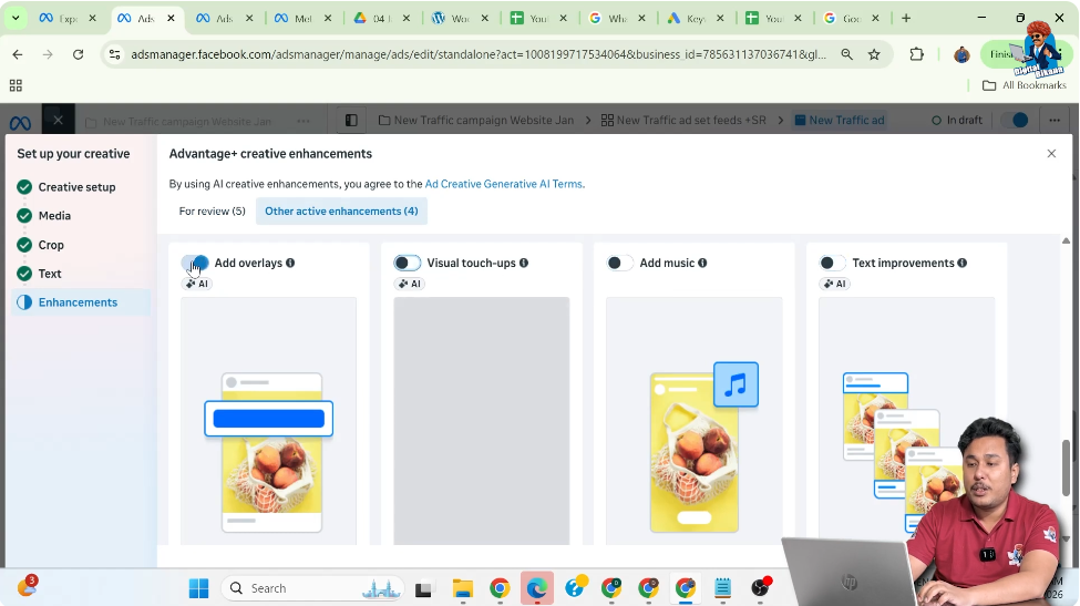 Turning off Advantage Plus Creative enhancements in Facebook ads
