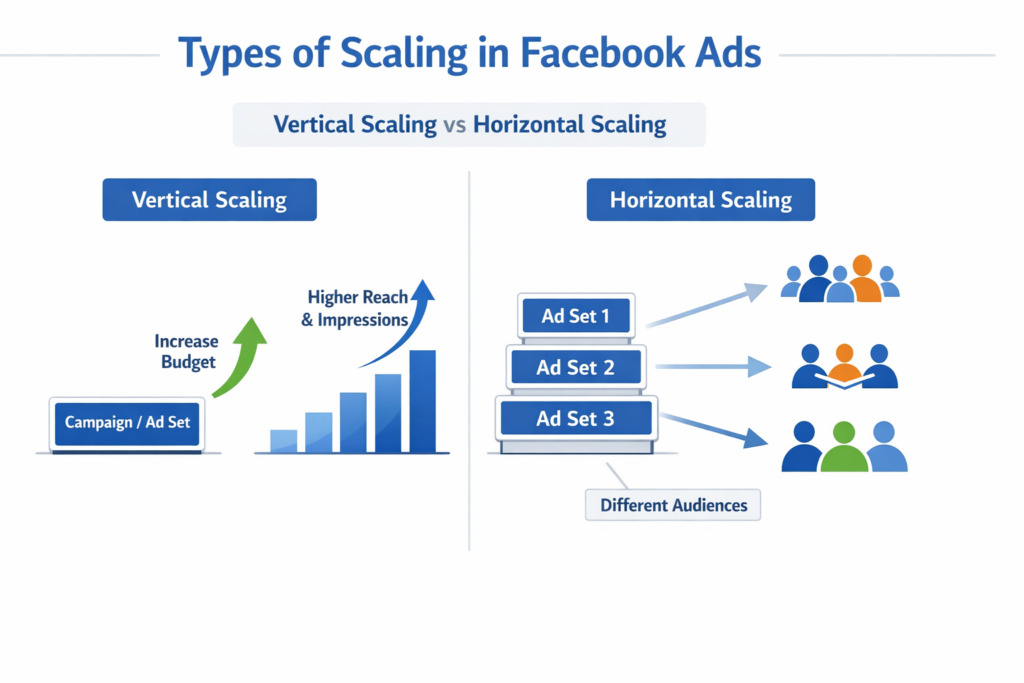 Types of scaling in Facebook ads vertical scaling vs horizontal scaling