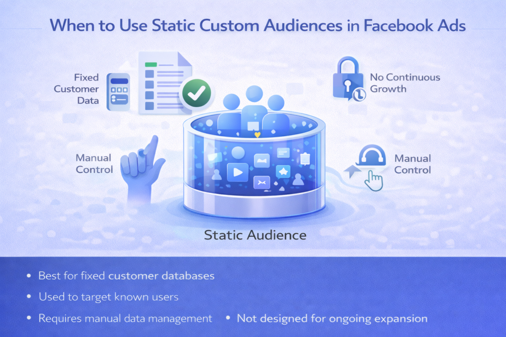 Using static custom audience for fixed customer list targeting in Facebook ads