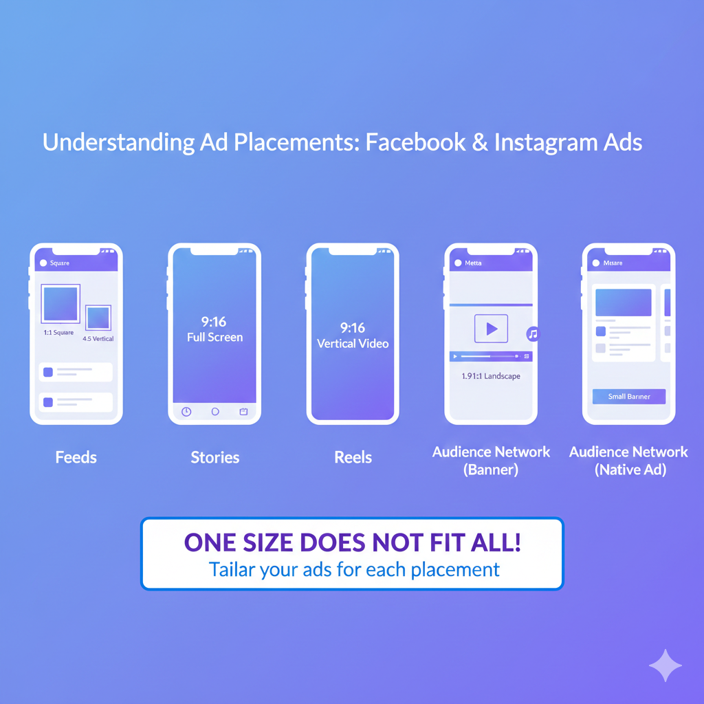 Facebook and Instagram ad placements and their supported ad sizes