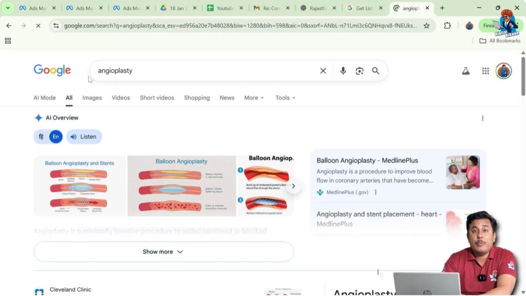 Keyword search process on Google showing how different queries generate different search results