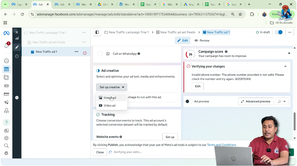 Uploading square banner image for call ad campaign