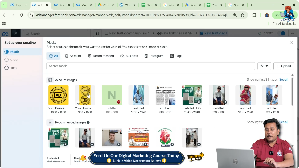 Uploading portrait banner for stories and reels call ads