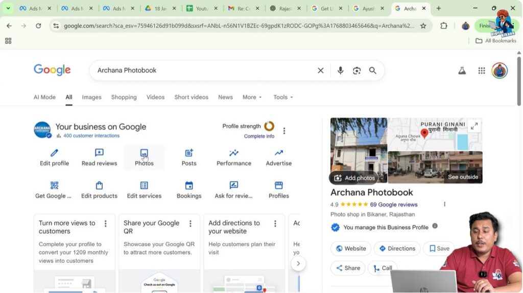 Uploading original business photos, logo, and cover image to Google My Business