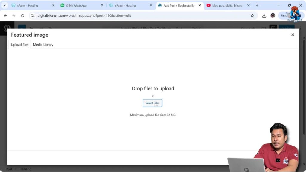 Uploading multiple images in WordPress media library for blog post