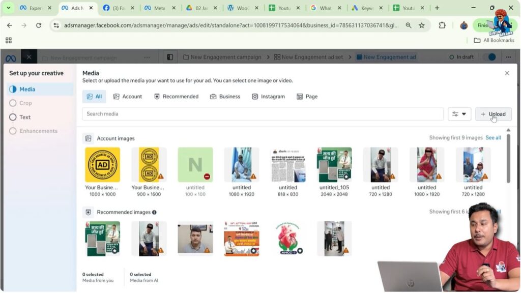 Uploading banner image for ad creative in Meta Ads Manager
