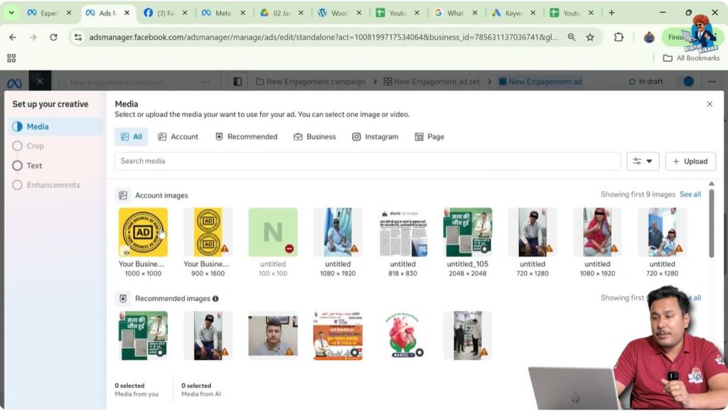 Uploading banner image before adding music in Meta Ads