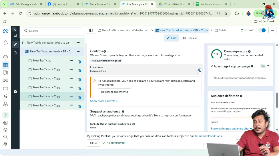 Use location based targeting option in Facebook ads to select target country