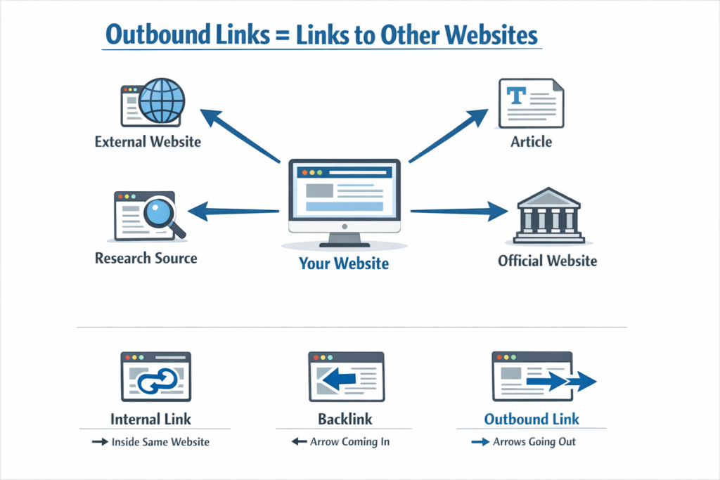 What are Outbound Links diagram showing links from one website to another domain