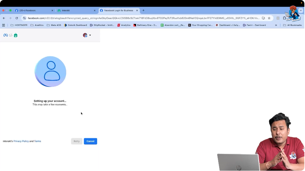 WhatsApp Business API account setup in progress after OTP verification in Interakt