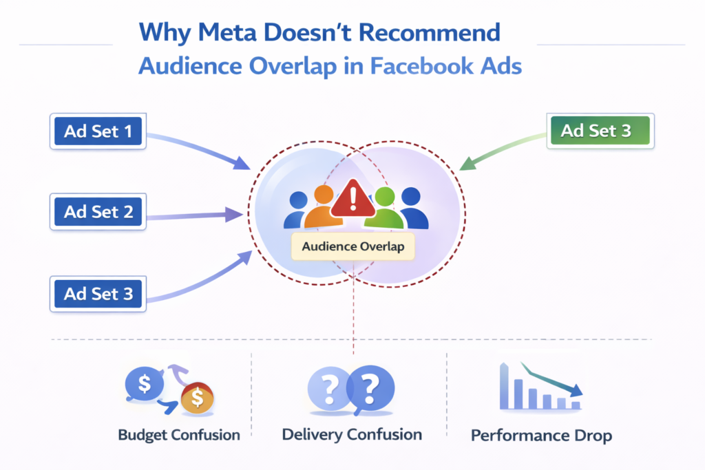 Reasons why Meta does not recommend audience overlap in Facebook ad campaigns