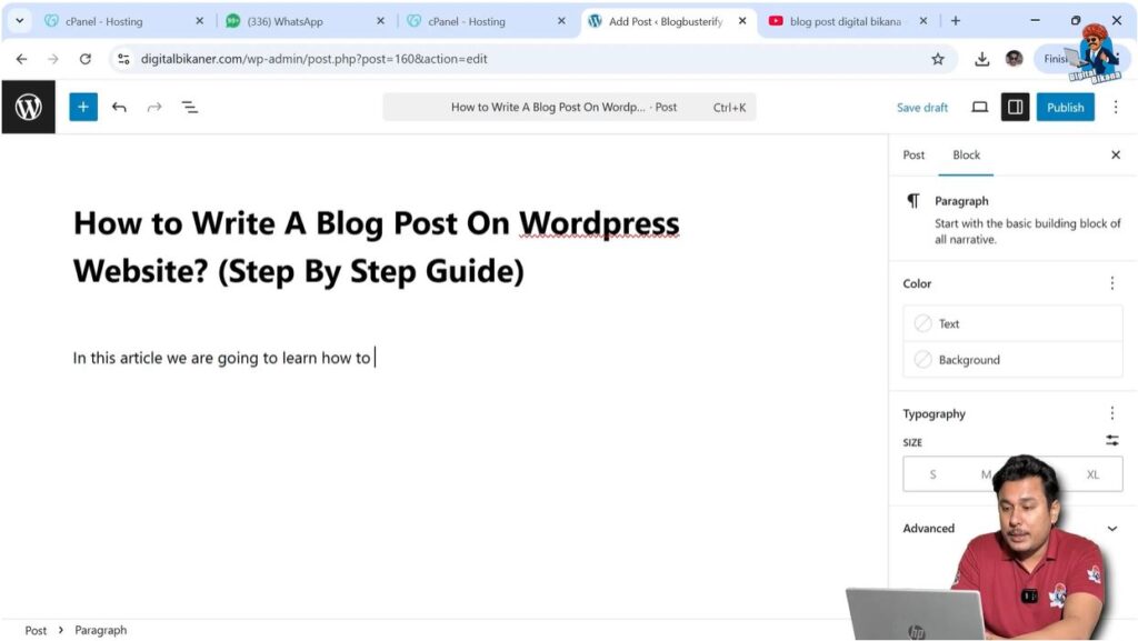 Writing and pasting article content in WordPress editor