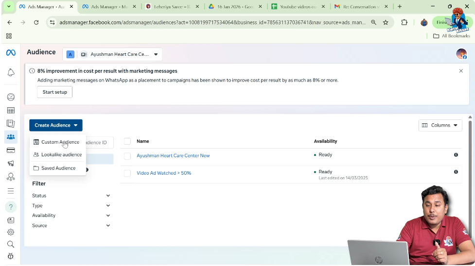 click on custom audience