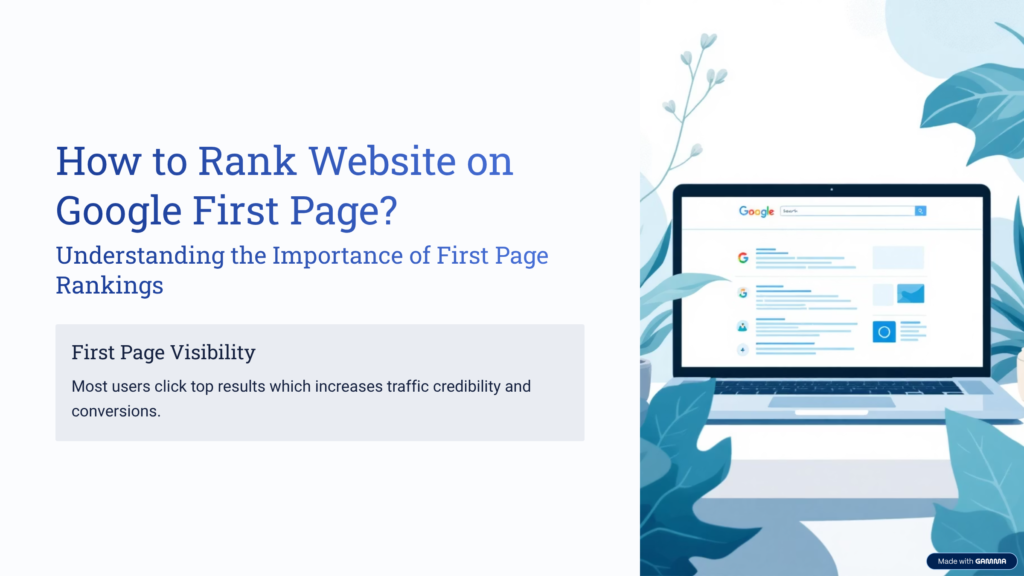 importance of ranking website on Google first page for traffic and visibility