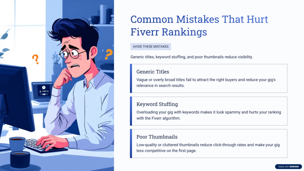common Fiverr SEO mistakes affecting gig ranking