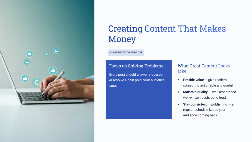 Writing blog content that attracts traffic and generates income