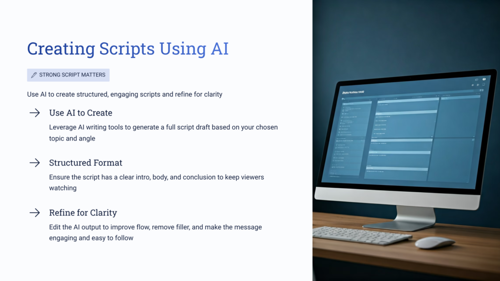 AI generated script writing process for faceless YouTube videos