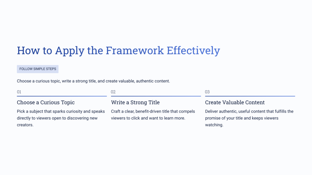 How to Apply the Framework Effectively