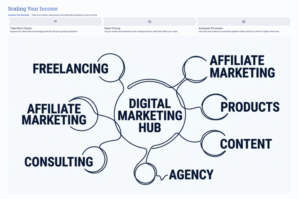 scaling digital marketing income through multiple clients and automation
