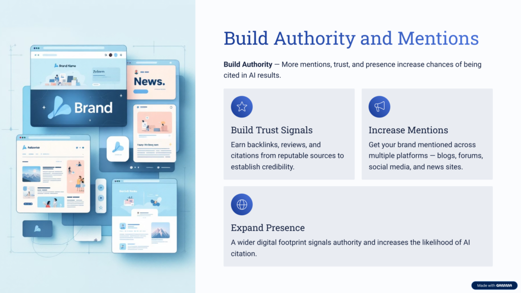 Website citations and brand mentions improving visibility in Google AI Overview