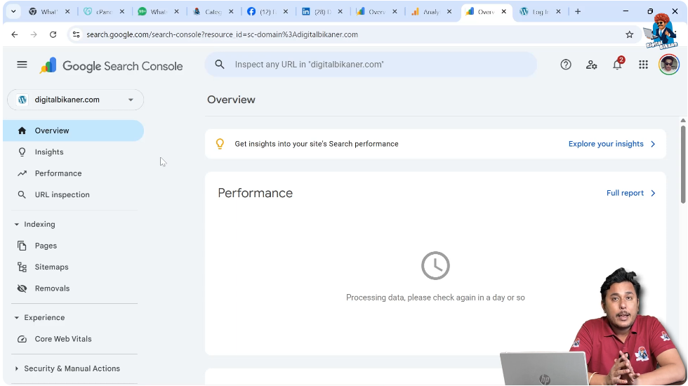 Verified domain property visible in Google Search Console dashboard