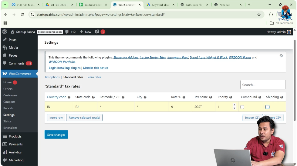 Adding Tax for Rajasthan