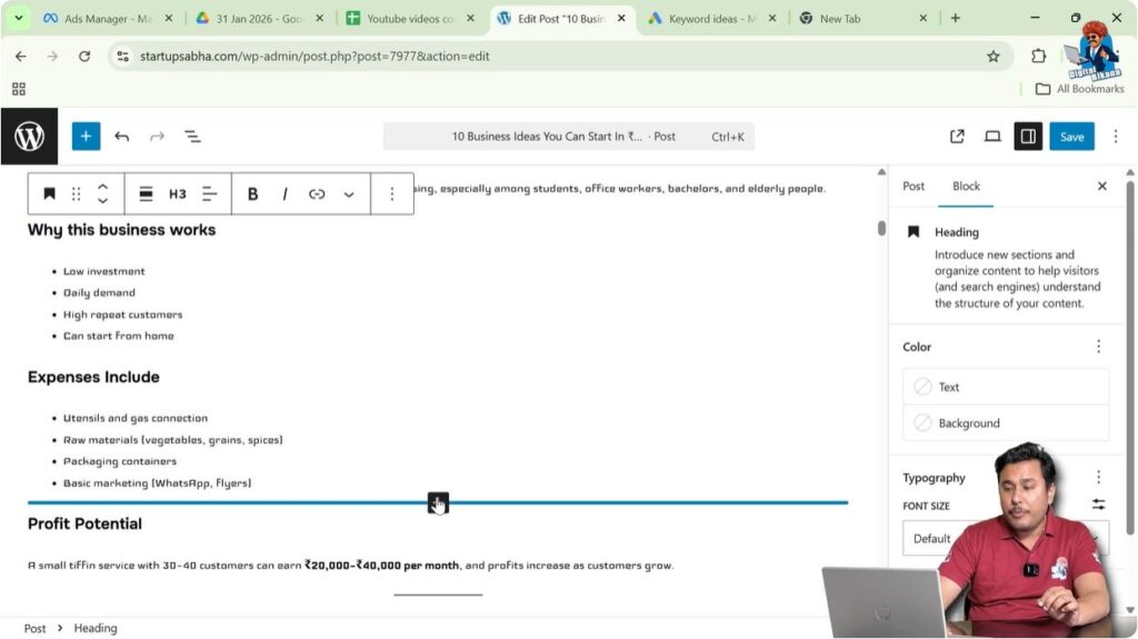 Adding new block in WordPress using plus icon between blocks