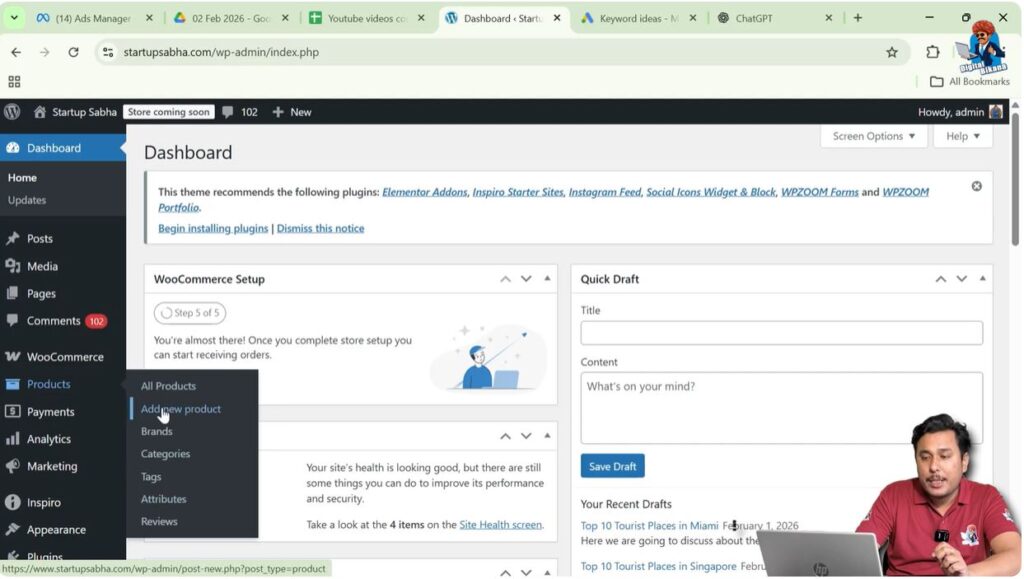 WooCommerce Add New Product page with product title field