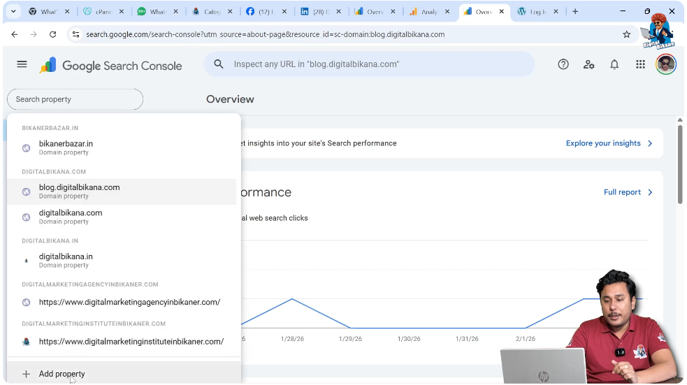 Adding new property in Google Search Console dashboard