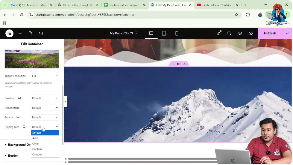 Adjusting Background Display Size