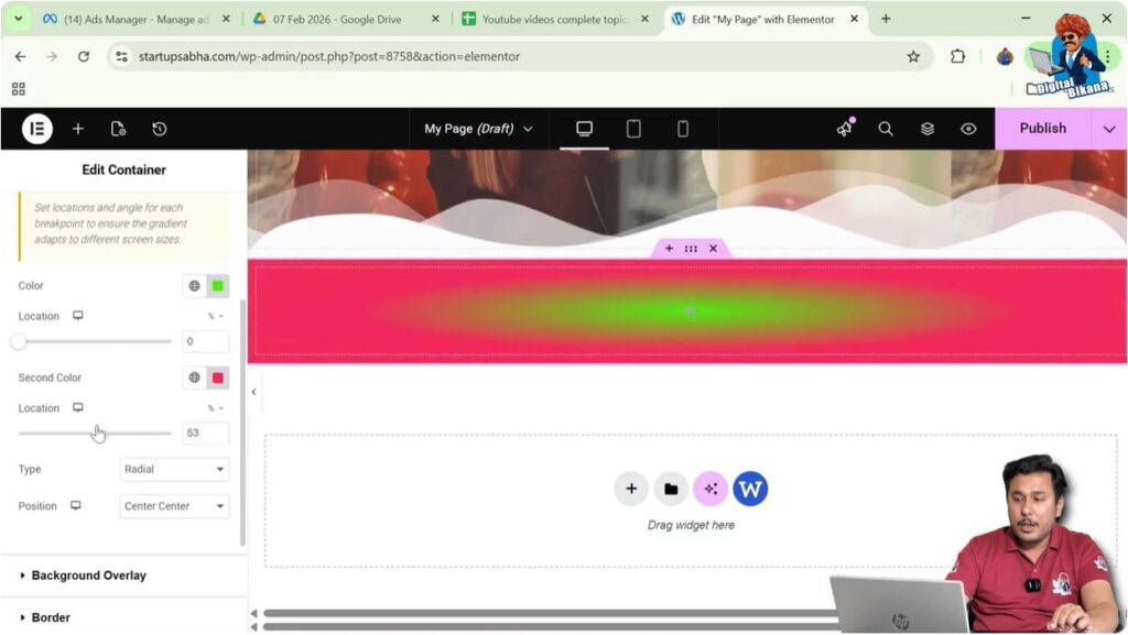 Adjusting Gradient Location