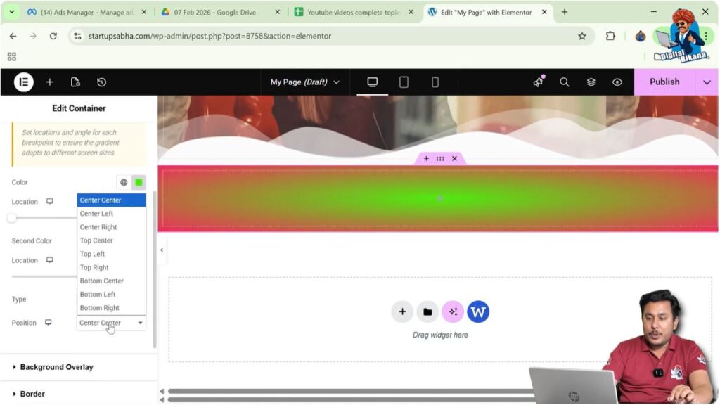 Adjusting Radial Gradient Position