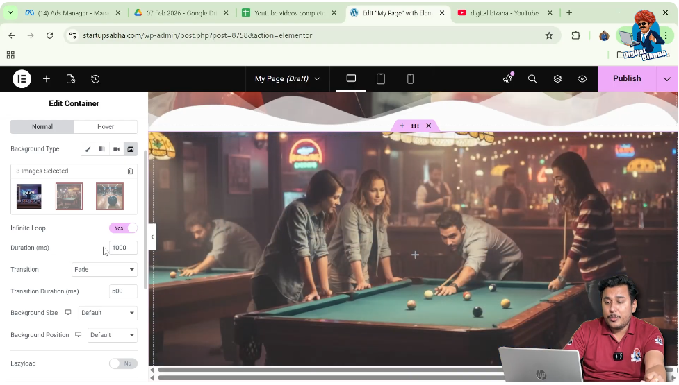 Increasing container height in Elementor layout settings
