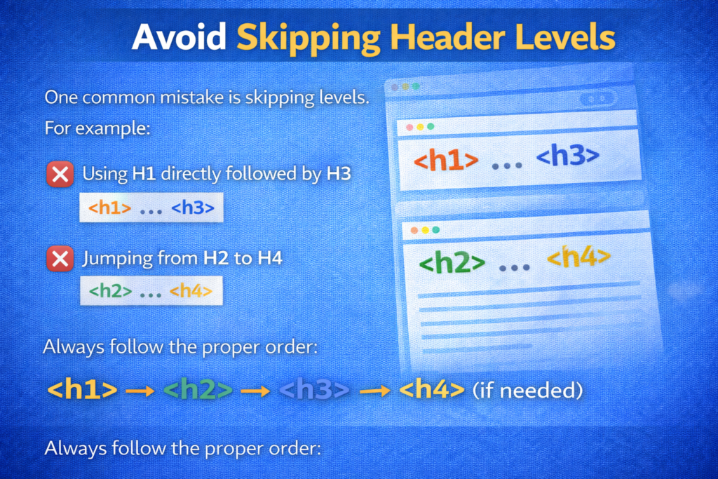 Incorrect header structure skipping H2 highlighted as error
