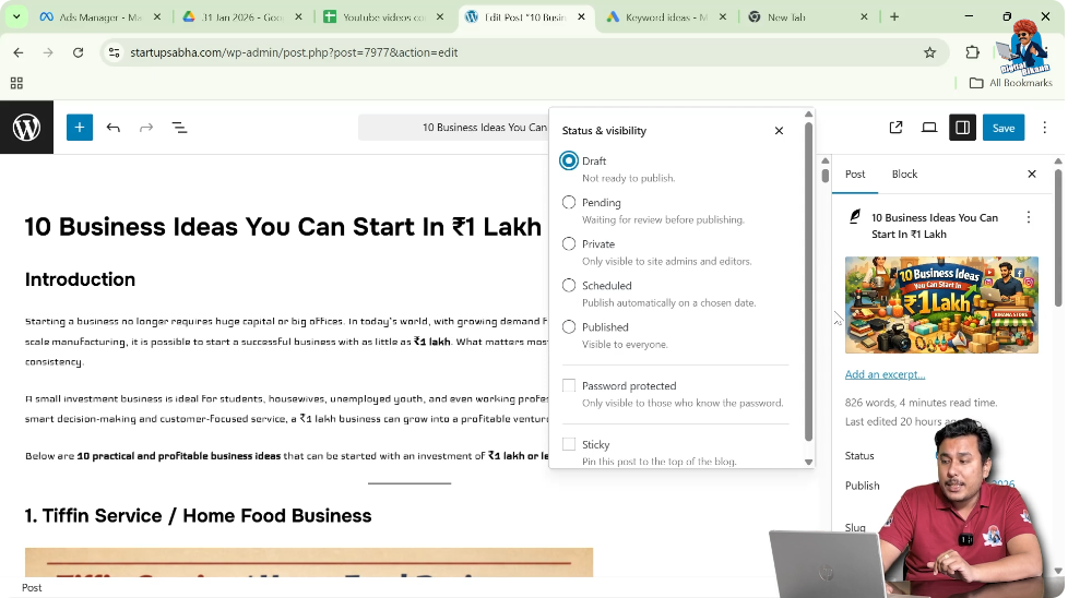 Change the Post Status from Published