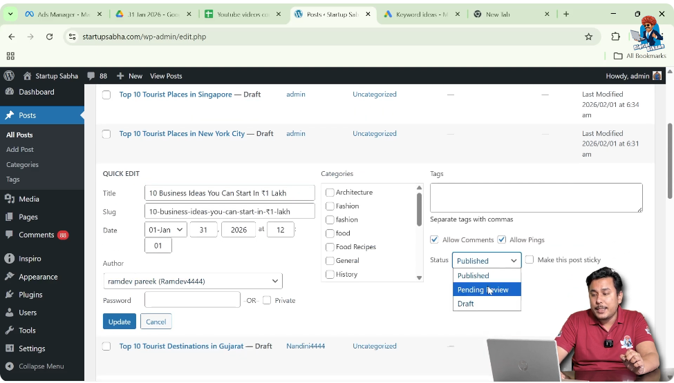 Change the Post Status