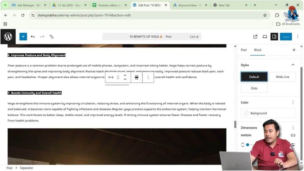 Customizing separator line color in WordPress block settings