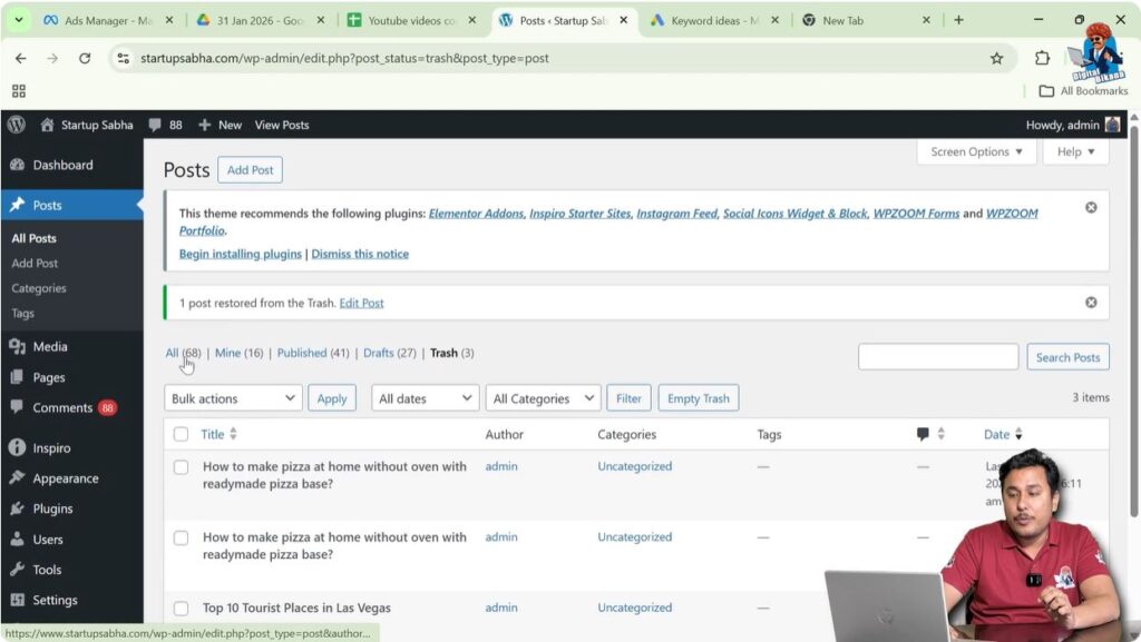 Checking Restored Blog Post
