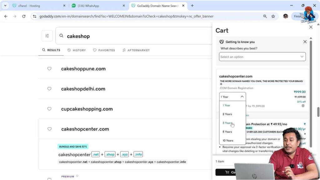 Choose Domain Registration Period