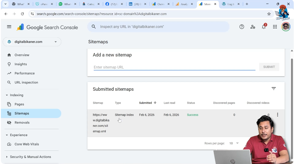Click on the Existing Sitemap
