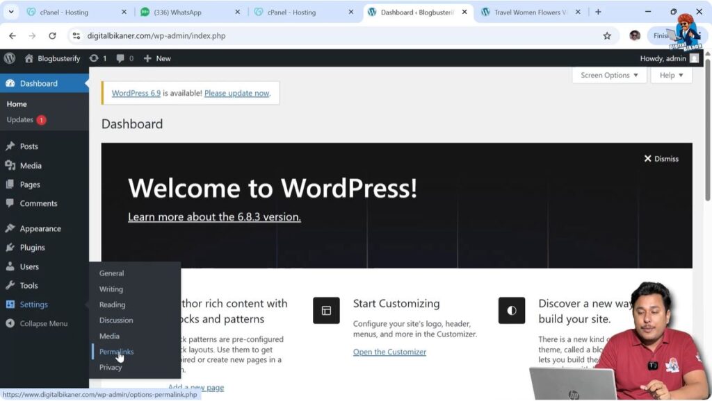 Click on the Permalinks option